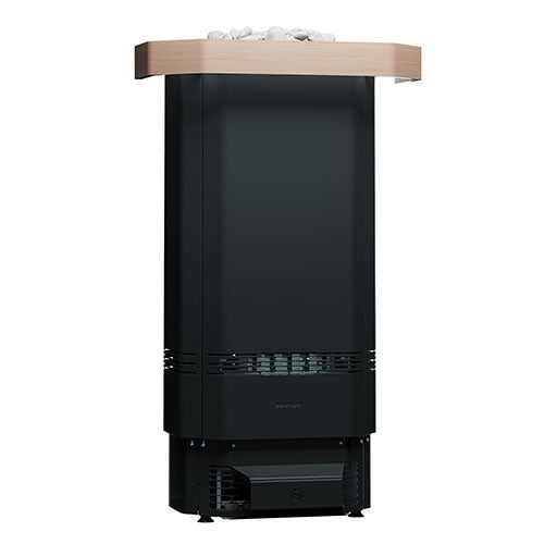 Saunum air Perfect heater with safety rail and lower deflector fitted, full view.