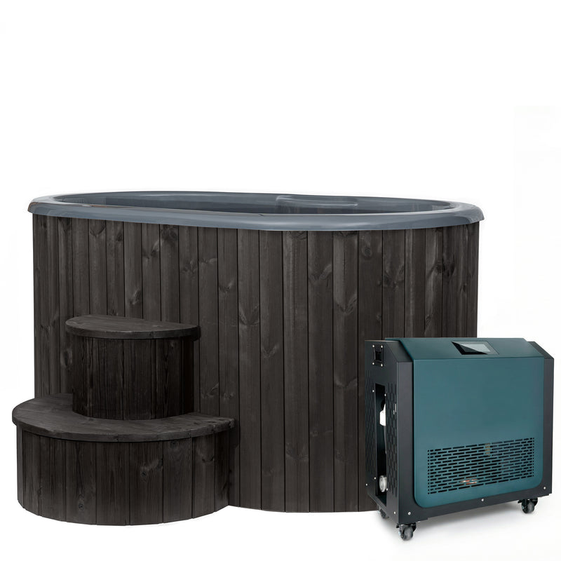 SaunaLife Model S2BC Package 2-Person Immersion Tub and Combination Water Chiller/Heater, Black — product photograph
