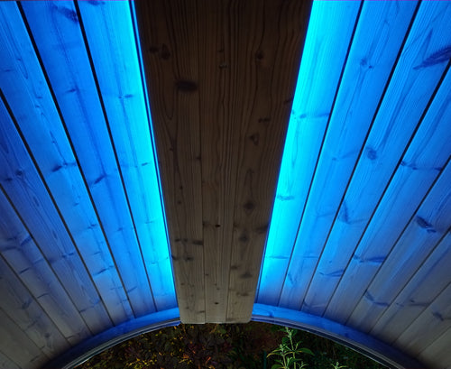 SaunaLife E-Mood - barrel ceiling illuminated light blue