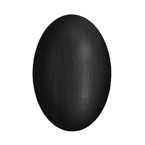 HUUM oval black wood sauna light, isolated front view.