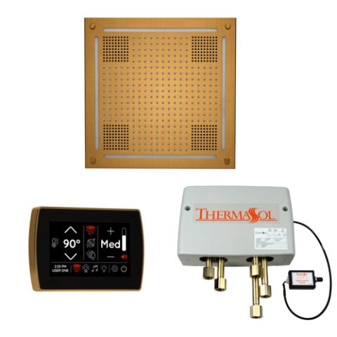 ThermaSol WHSPSR-AB complete package in Antique Brass: Wellness Shower Package - HydroVive 18 Rainhead + SignaTouch Control (Wall Mount) + Digital Shower Valve