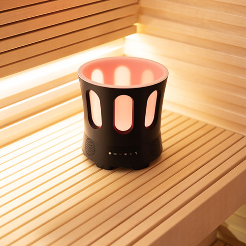 SaunaLife Zone - bucket illuminated red in a sauna