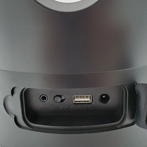 SaunaLife Zone - close-up of the bucket audio and charging connections