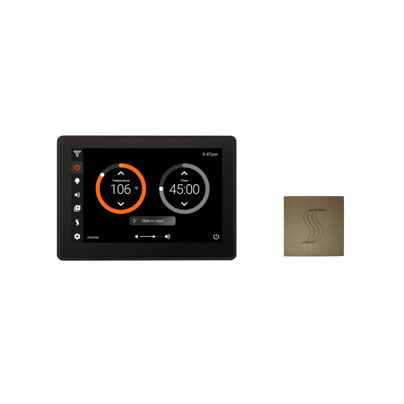 ThermaTouch2 7 Control (Black Trim) + Steam Head Kit (Square) — TT7-SVSQ-AB