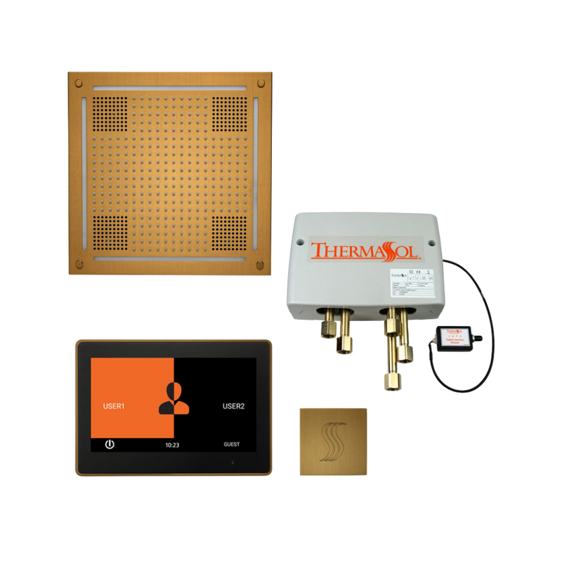 Total Wellness Package - HydroVive 18 Rainhead + ThermaTouch2 10 Control + Digital Shower Valve + Steam Head Kit (Square) — TWPH10US-AB