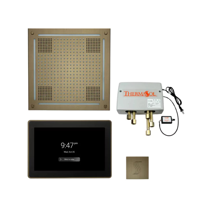 Total Wellness Package - HydroVive 18 Rainhead + ThermaTouch2 15 Control + Digital Shower Valve + Steam Head Kit (Square) — TWPH15US-AB