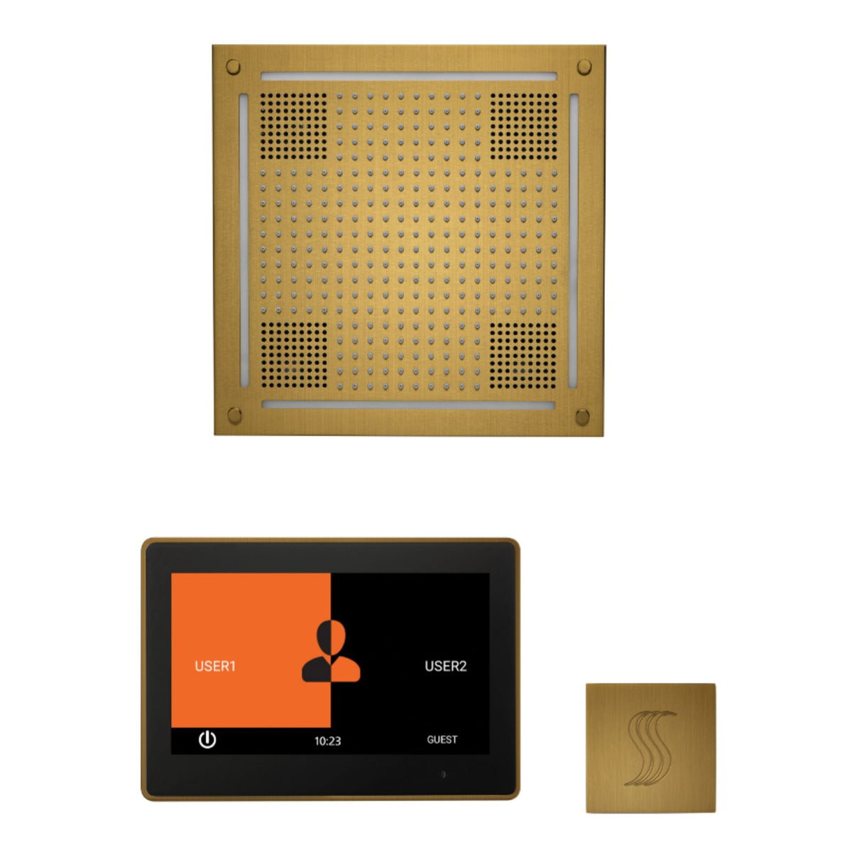 Wellness Steam Package - HydroVive 18 Rainhead + ThermaTouch2 10 Control + Steam Head Kit (Square)