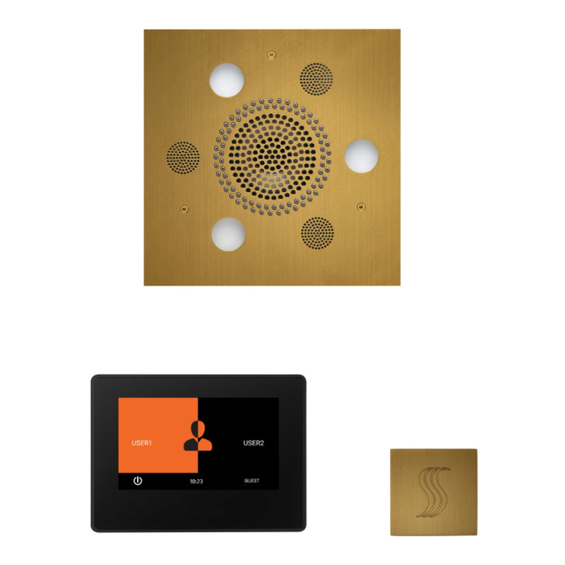Wellness Steam Package - Serenity Advanced Rainhead (Square) + ThermaTouch2 7 Control (Black Trim) + Steam Head Kit (Square)