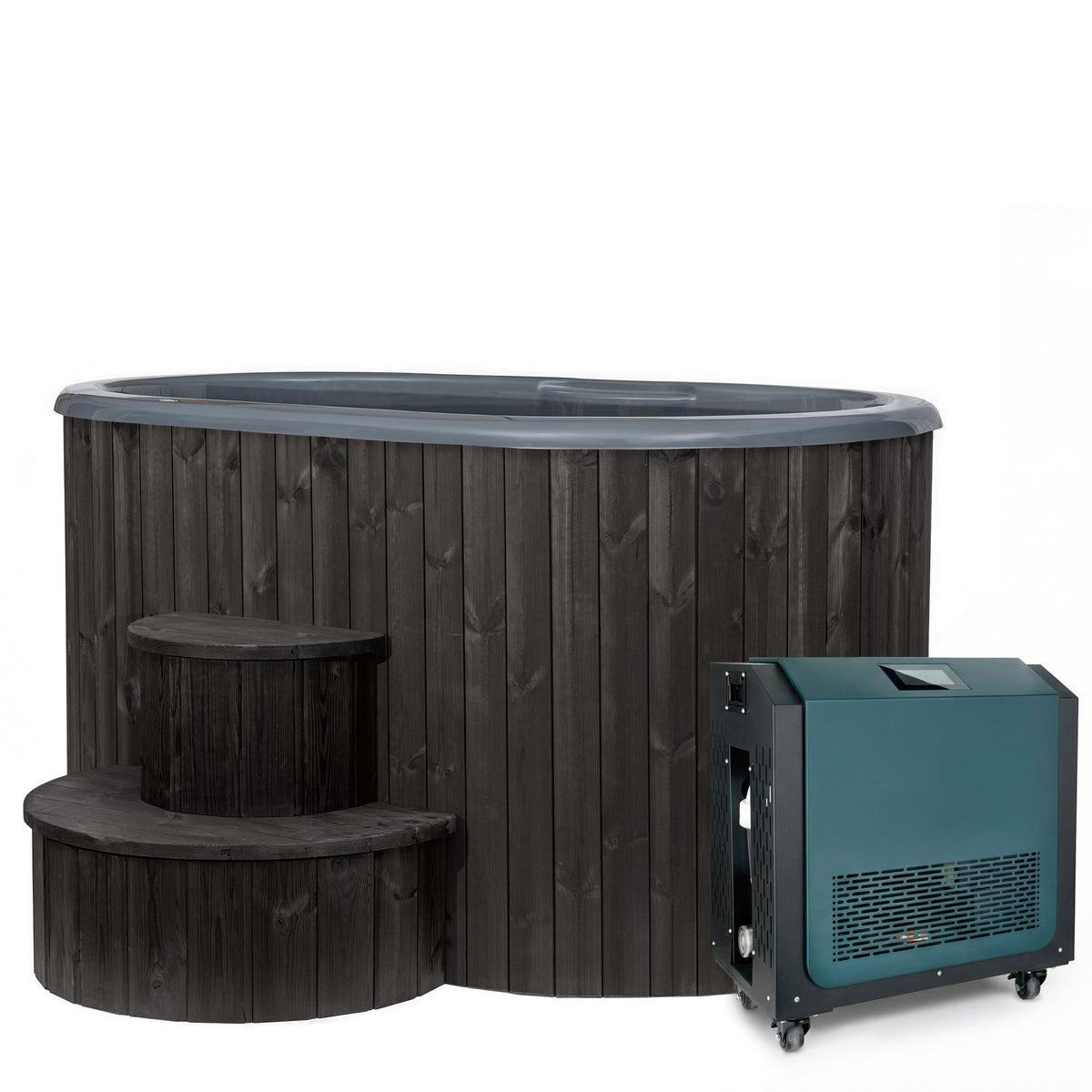 SaunaLife Model S2BC Package 2-Person Immersion Tub and Combination Water Chiller/Heater, Black — product photograph