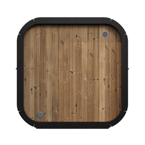 SaunaLife CL5G Cube Luxury sauna rear exterior with natural wood wall and vents