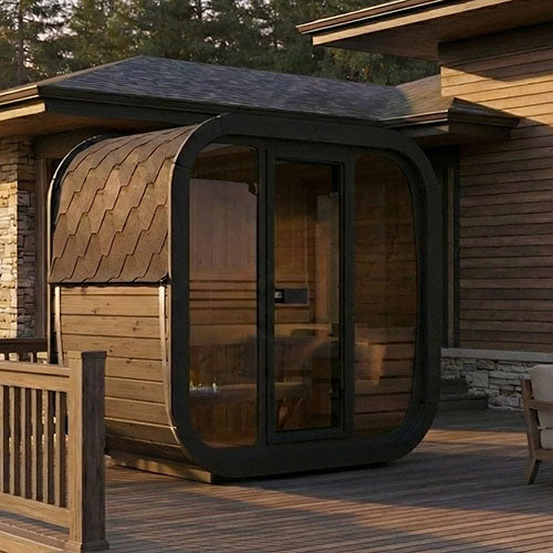SaunaLife Model CL4GB Cube Luxury Series Outdoor Home Sauna Kit, DIY, Paint Included, Up to 3 Persons