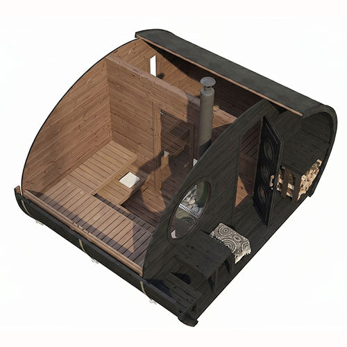 SaunaLife Model G11B Garden Series Outdoor Home Sauna Suite Kit, DIY, Paint Included, Up to 8 Persons