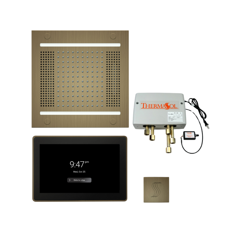 Total Wellness Package - HydroVive 14 Rainhead + ThermaTouch2 15 Control + Digital Shower Valve + Steam Head Kit (Square) — TWPH1415US-AB