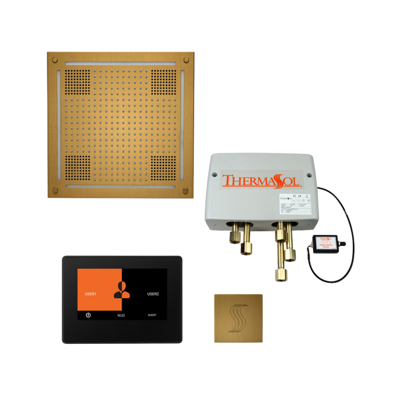 Total Wellness Package - HydroVive 18 Rainhead + ThermaTouch2 7 Control (Black Trim) + Digital Shower Valve + Steam Head Kit (Square) — TWPH7S-AB
