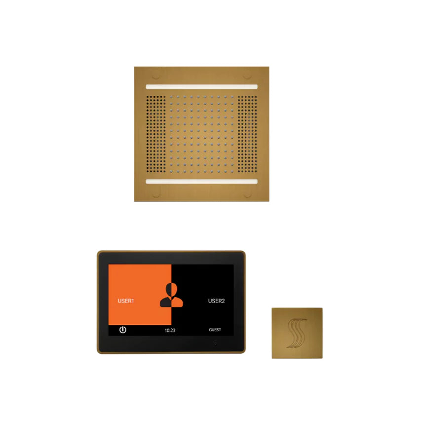 Wellness Steam Package - HydroVive 14 Rainhead + ThermaTouch2 10 Control + Steam Head Kit (Square) — WH14STP10S-AB