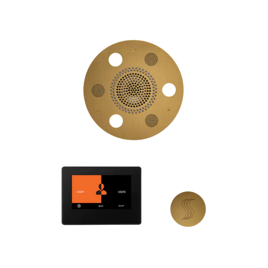 Wellness Steam Package - Serenity Advanced Rainhead (Round) + ThermaTouch2 7 Control (Black Trim) + Steam Head Kit (Round) — WSTP7R-AB